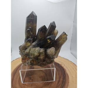 2.77LB Top rare natural beautiful black quartz crystal cluster mineral sample -